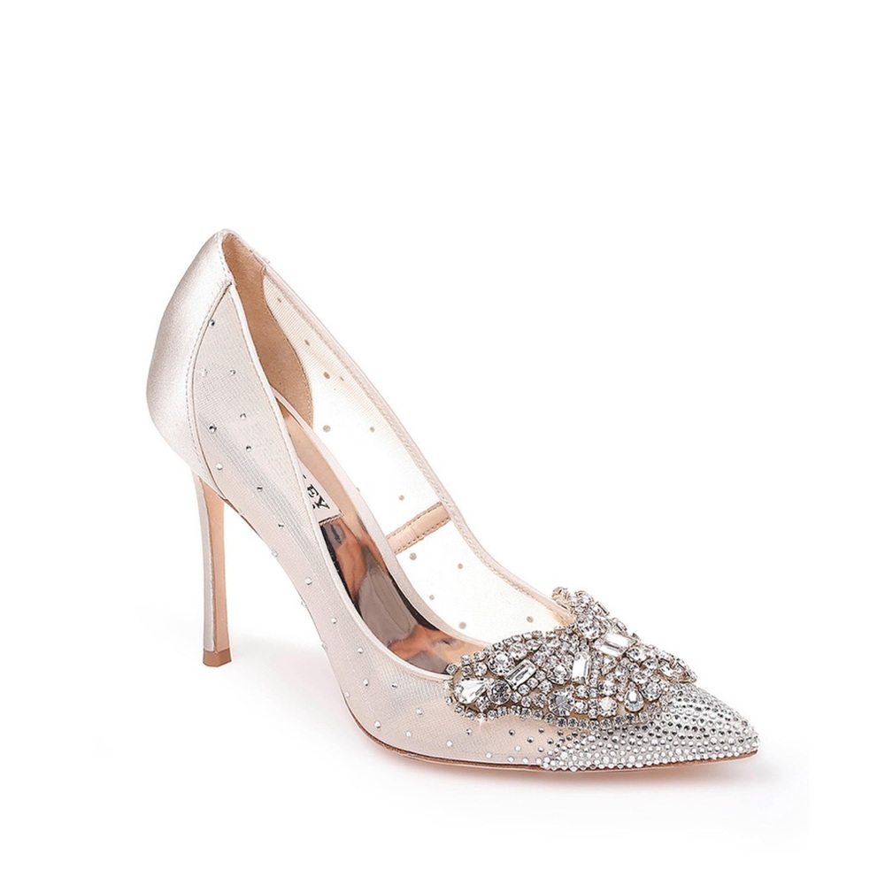 Quintana Crystal Ornamented Pump Elegant Silver Embellished Women's Heel